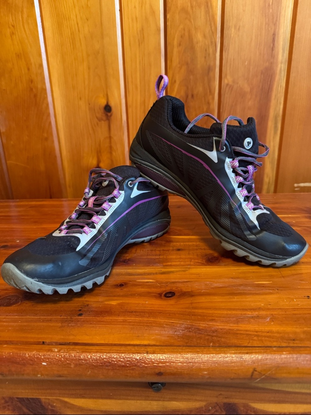 Merrell Black Trail Sneakers with Purple Accents